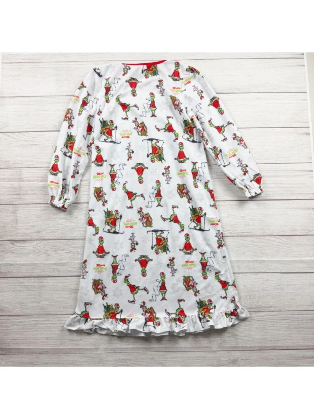 Dr. Seuss The Grinch Kids Christmas Nightgown Granny Long Sleeve 8